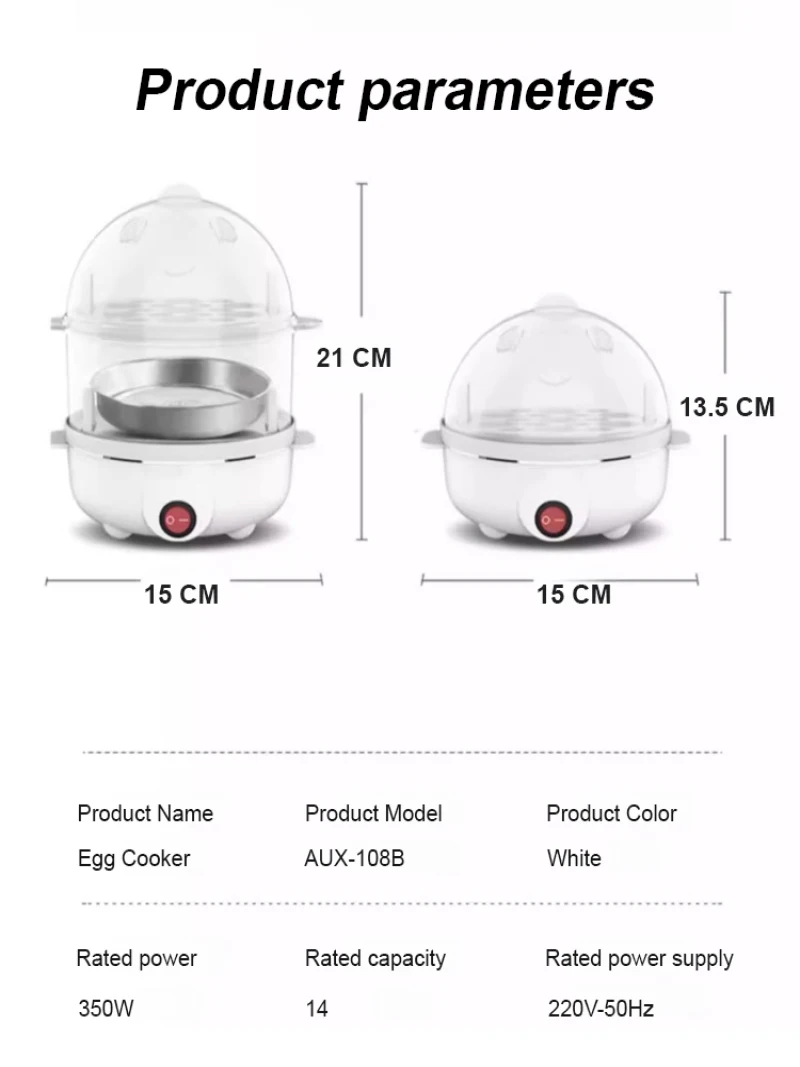 Household Multifunctional Anti Dry Burning Mini Egg Steamer Automatic Power-off Egg Cooker 【220V CN Plug】 6