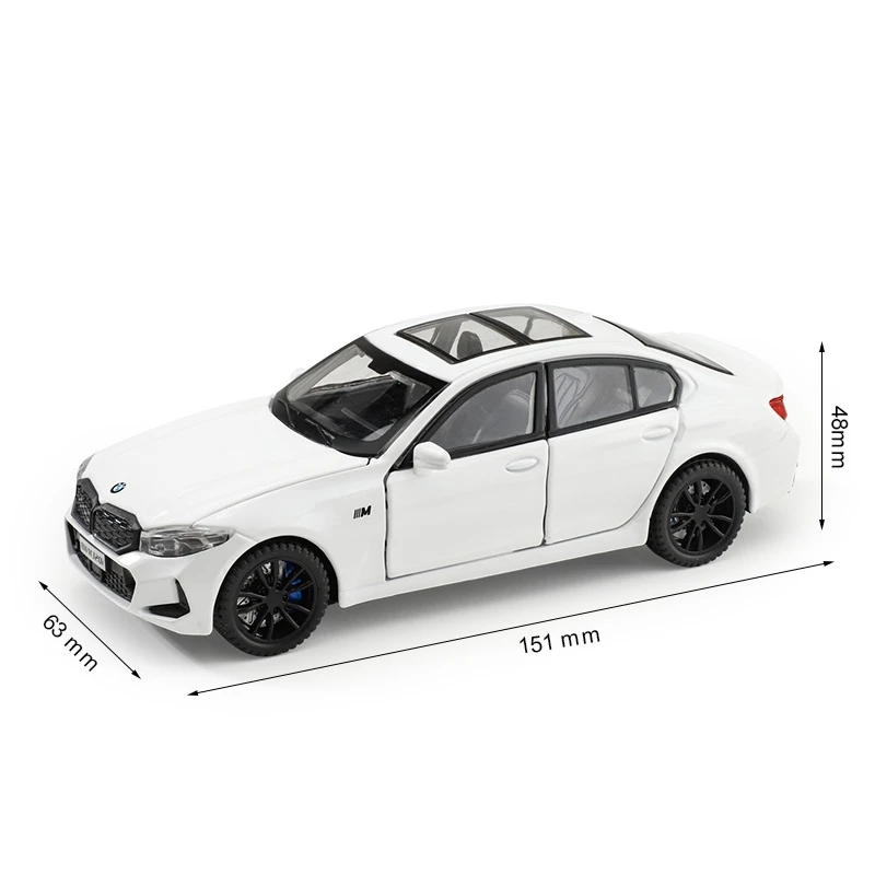 1/32 BMW 320i Sedan Miniature Diecast Toy Car Model Sound & Light Doors Openable Educational Collection Gift for Children Boy 4