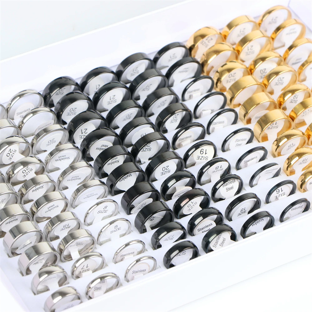 10pcs/lot Multicolor Smooth Stainless Steel Polishing Rings Width 2mm-8mm for Women Men stainless steel ring,finger ring
