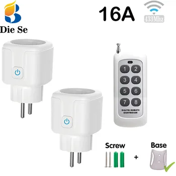 무선 전기 소켓 원격 제어 스위치, 팬 온수기 램프용 전기 콘센트, EU FR 플러그, 433Mhz, 220V, 230V, 16A