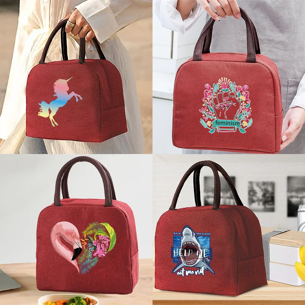 

Insulated Lunch Bag for Women Portable Cooler Tote Hangbag Container Picnic Thermal Food Storage Lunchbox Cute Color Series