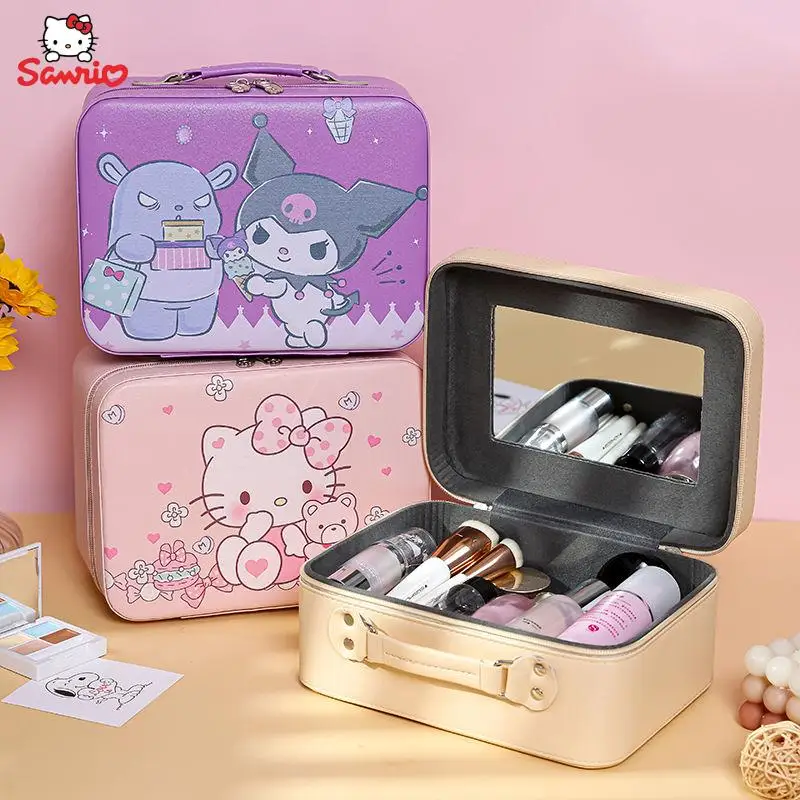 

Cartoon Sanrios Hello Kittys Kuromi Kawaii Girl Desktop Large Capacity Cosmetics Storage Box Travel Portable Organizer Kids Gift