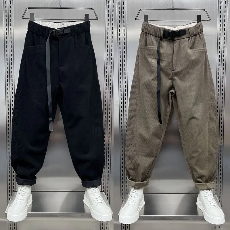 

Corduroy Men's Pants Autumn Pure Color Loose Harem Trousers Fashion Street Hip-Hop Pant Luxury Brand Men's Clothing