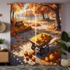 2 pieces of HD autumn wind deciduous pumpkin decorative curtain Yellow tie digital printed curtain home decoration style decorat 2