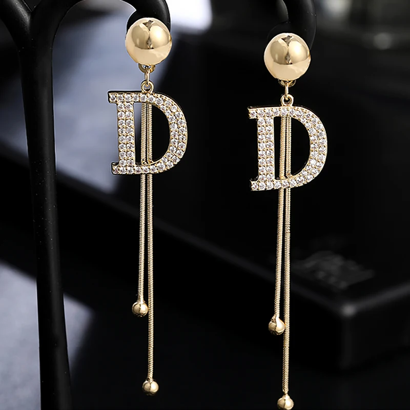 Vintage Glossy Arc Bar Long Thread Tassel Drop Earrings for Women Gold Color Fashion Jewelry Hanging Pendientes