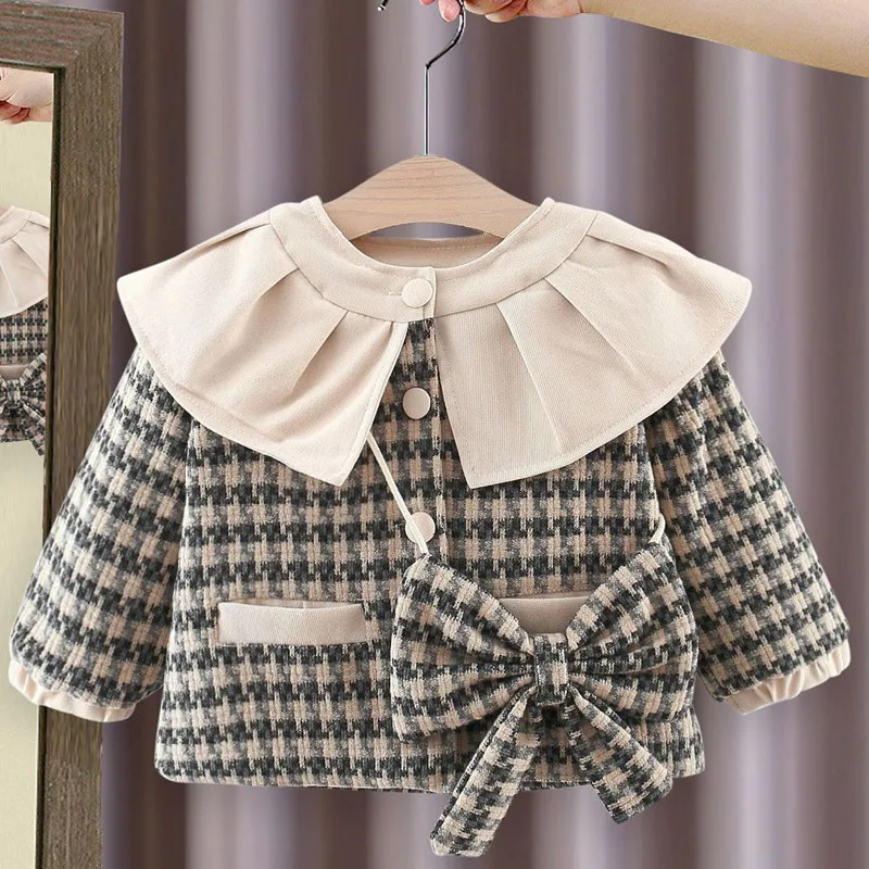 

Autumn Winter Baby Clothing Girls Thick Warm Cotton Coats Jackets Cute Plaid Kids Outerwear for Toddler Baby Girls Clothes