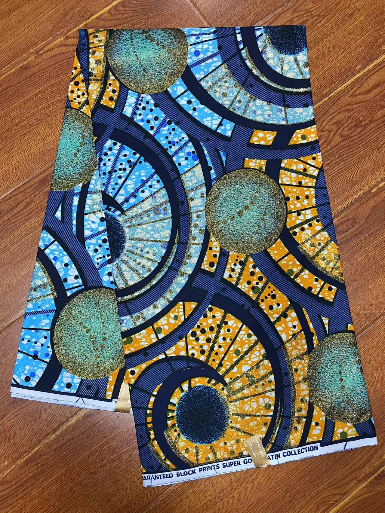 African Wax Fabric Clothing Fabric African Grand Glam Glitter Golden Wax Fabrics Soft Ankara Tissu Sewing Wedding Dress satin 100% Cotton 3-5