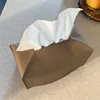 Tissue Box Cover Refined PU Leather Foldable Tissue Box Holder - Decorative Holder/Organizer for Bathroom Vanity Countertop 4