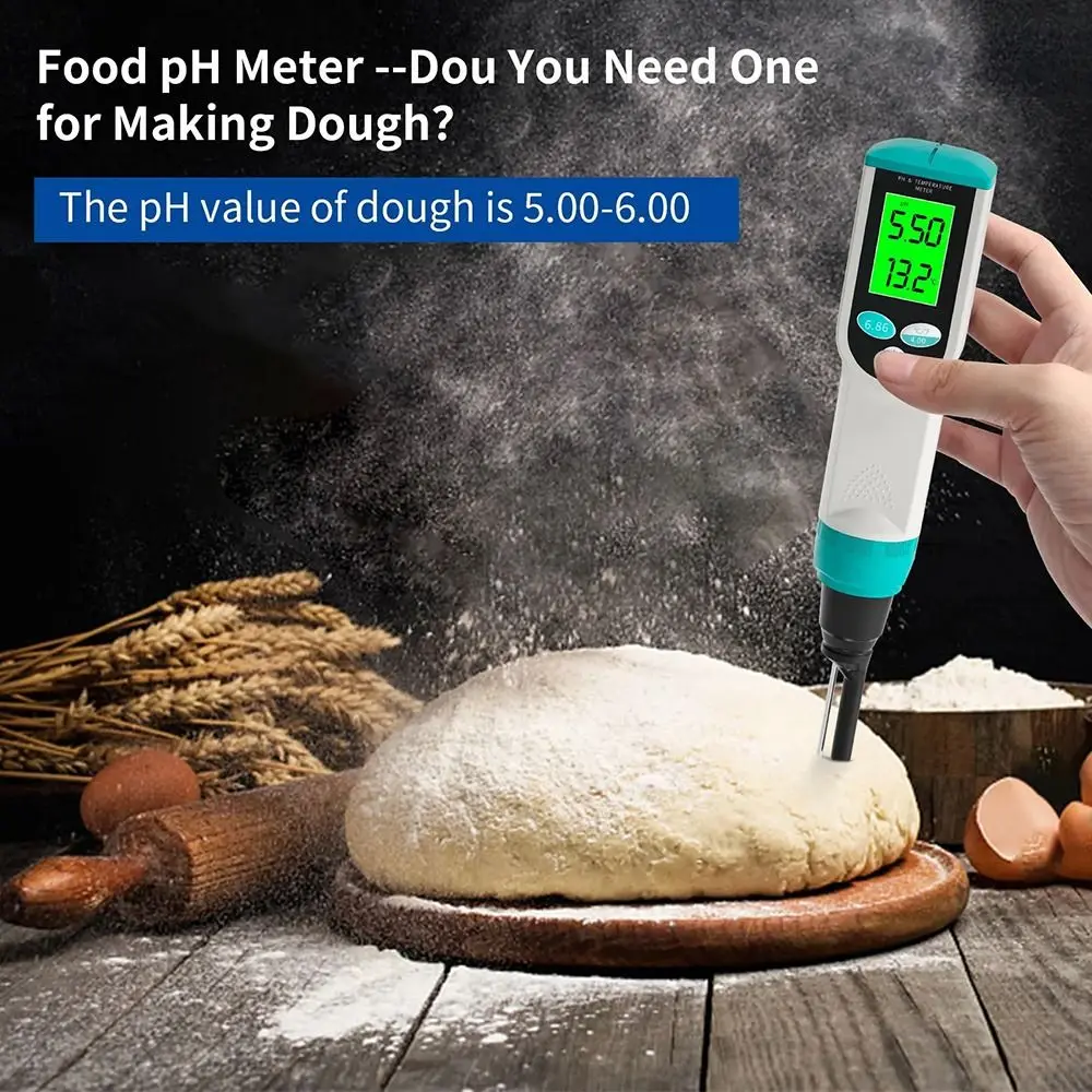 

2 in 1 Food PH Meter High Accuracy Sensor Professional Temp PH Tester 0.00~14.00pH Acidity Analyzer