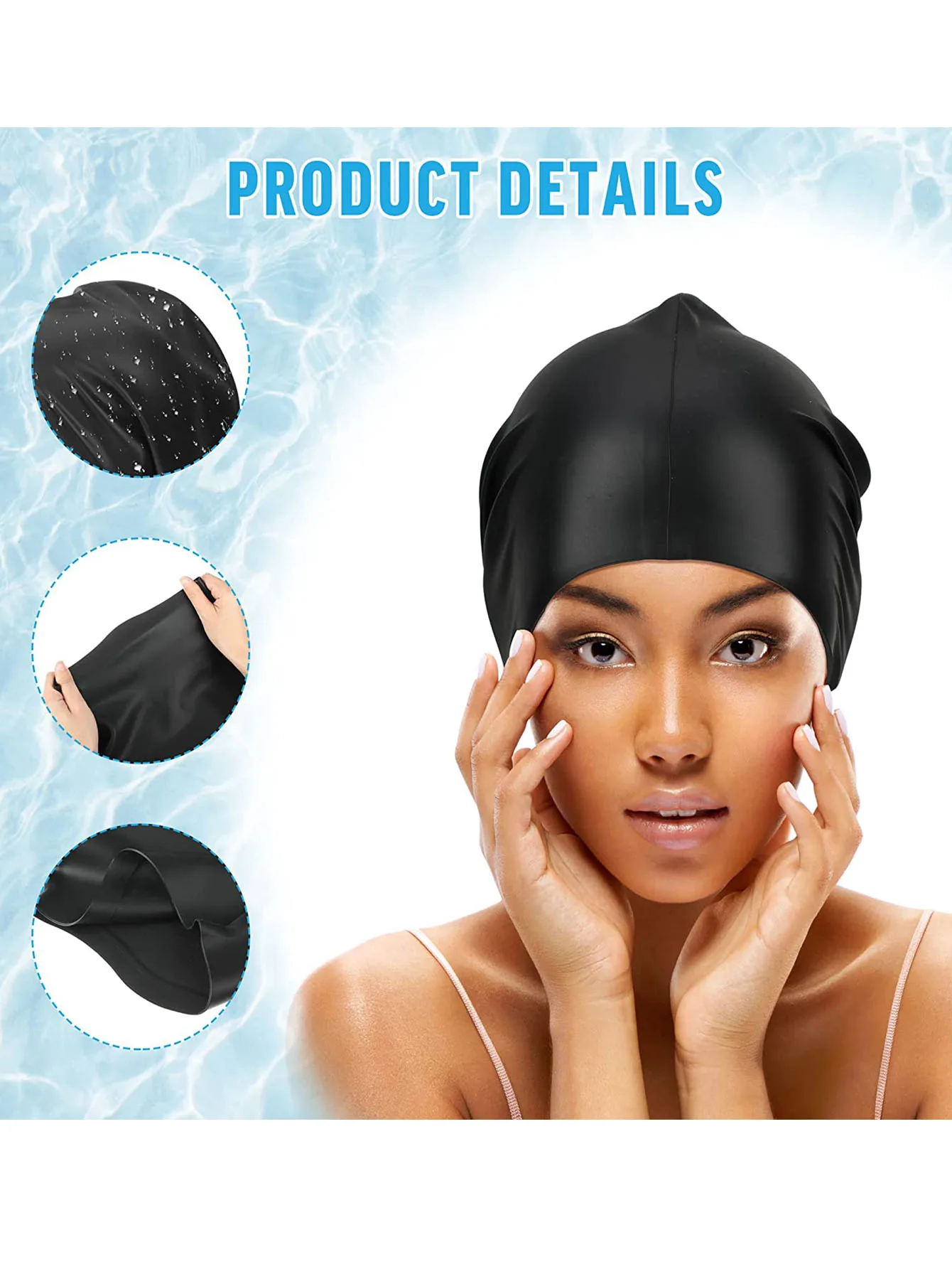 1pcs Long Hair Oversized Swimming Cap, Waterproof Silicone Swimming Cap Suitable for Women, Men, Braids, Braids, Afros 5