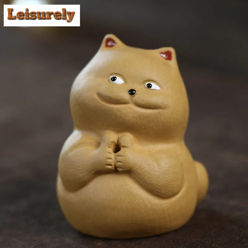 Yixing Zisha Lucky Cat Fragrance Insert Tea Pet Elegant Tea Games Tea Figurine Play Toys Tea Statue Ornaments Can Be Raised Gift