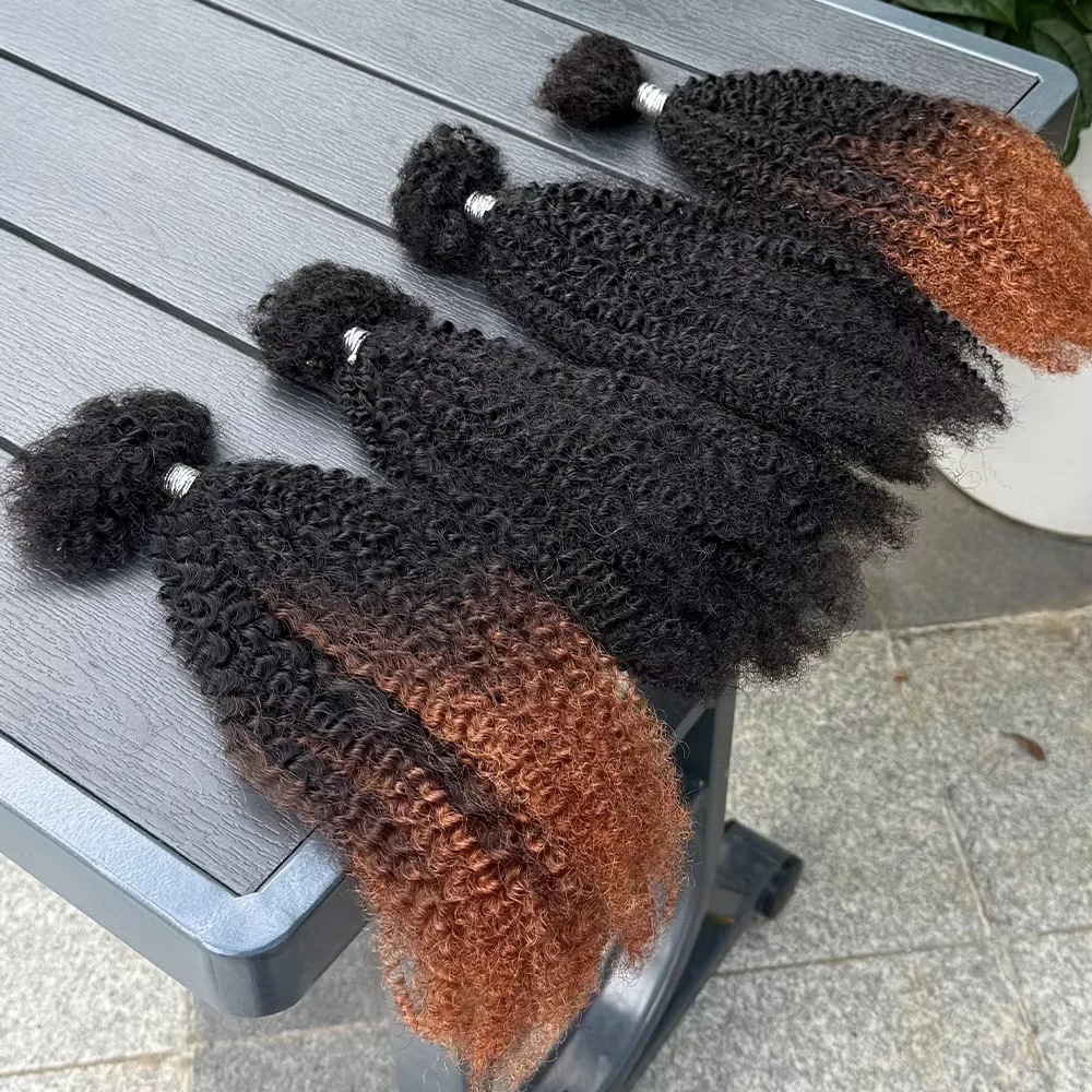 4C Afro Kinky Curly Bulk Hair 16 Inch 100% Human Hair Raw Virgin Unprocessed No Weft Braid Extension Natural Bulk Hair For Dread 5