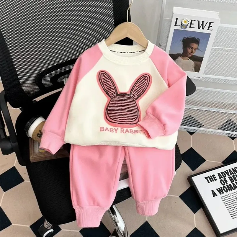 Girls' Baby Clothes Set 2023 New Fashionable Children's Sports Sweater Pants 2-Piece Set Spring and Autumn