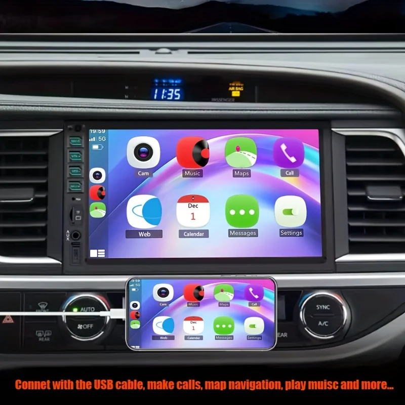 2 Din 7인치 HD 카 스테레오 비디오 MP5 멀티미디어 플레이어 FM/USB/AUX RC SD 기능 지원 미러 링크 - 차량 오디오 업그레이드용