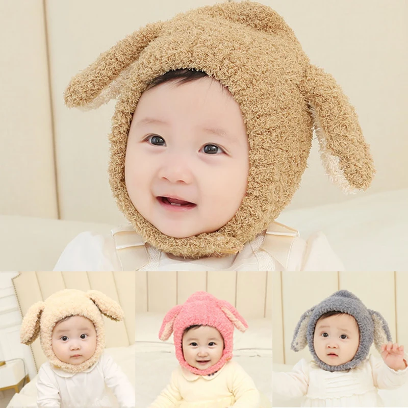 

Новинка 2023 Детский шарф интегрированная шапка осень-зима корейские плюшевые теплые шапки с кроличьими ушками для защиты ушей милые детские вязаные шапки