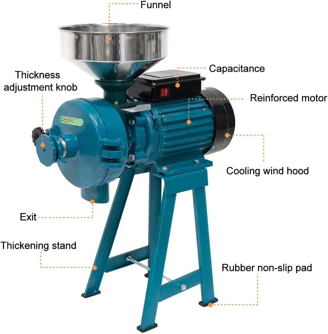 Grain Mills, Upgraded 3000W Wet Dry Cereals Grinder Electric Grain Grinder Corn Mill Heavy Duty 110V Commercial Grain Grinder 4