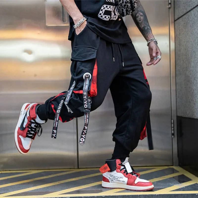 

Cargo Pants Men Korean Harem Pants Fashion Punk Hip Hop Pockets Jogger Trousers Harajuku Japan Streetwear Y2k Men Clothing