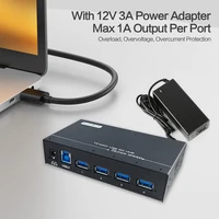Sipolar A4U30 36W Powered Metal 4 Port USB 3.0 Super Speed Charger Hub Splitter With Din Rail Bracket 12V 3A Power Adapter 2