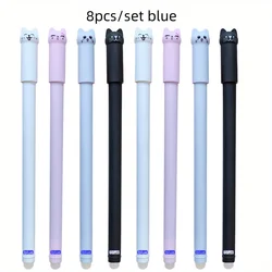 Creative Cat Erasable Gel Pens Set with Washable Handles and Magical Ink (8pcs blue)