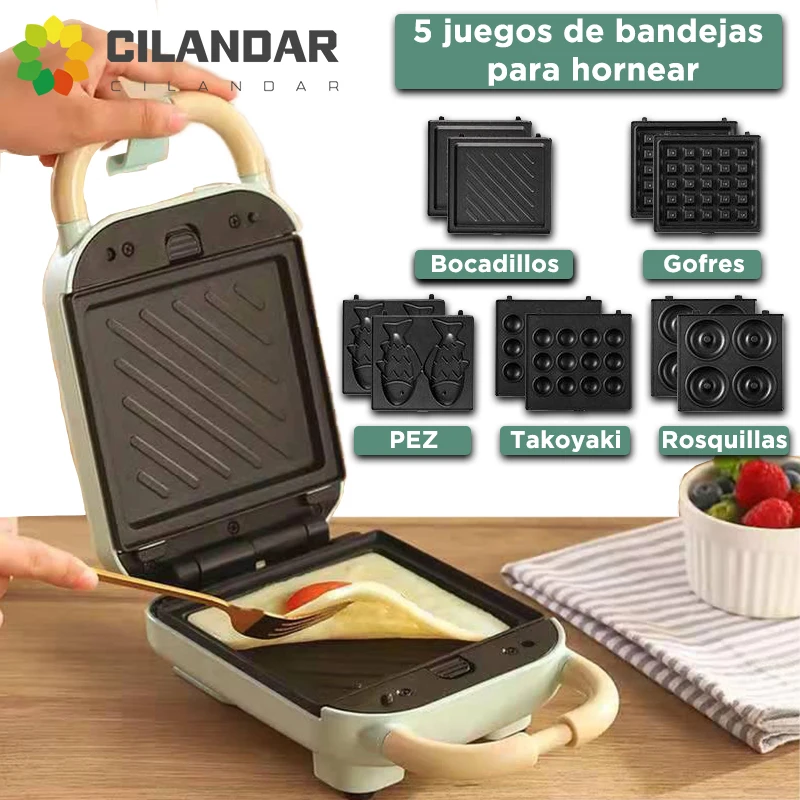 "Era 3 En 1 Tospaora Eléctrica Waffle Maker Desayuno Pancake Donut Egg Waffle Fish Cake Horno Eléctrico