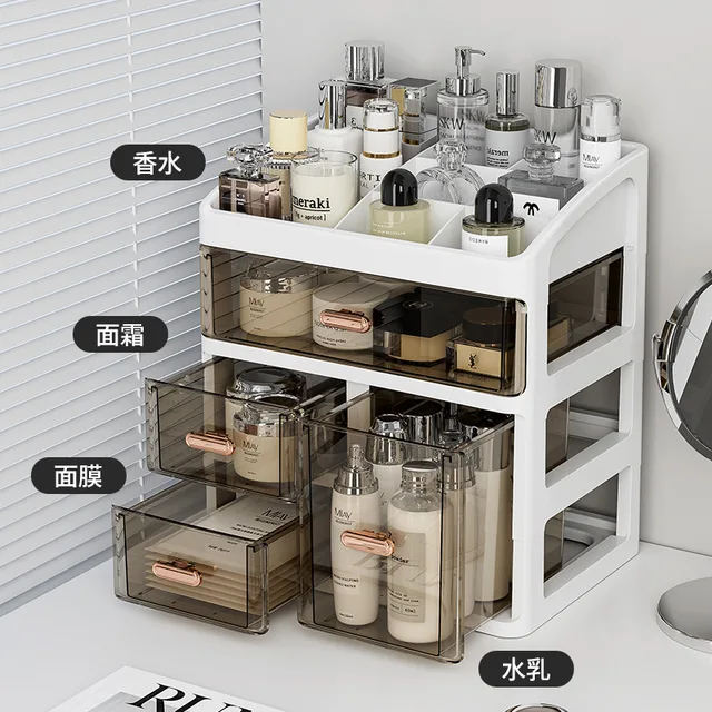 55849-17051d.jpg Desktop Large Capacity Storage Box Makeup Table Skincare Organizer Multi-Layer Drawer Storage Box for Students