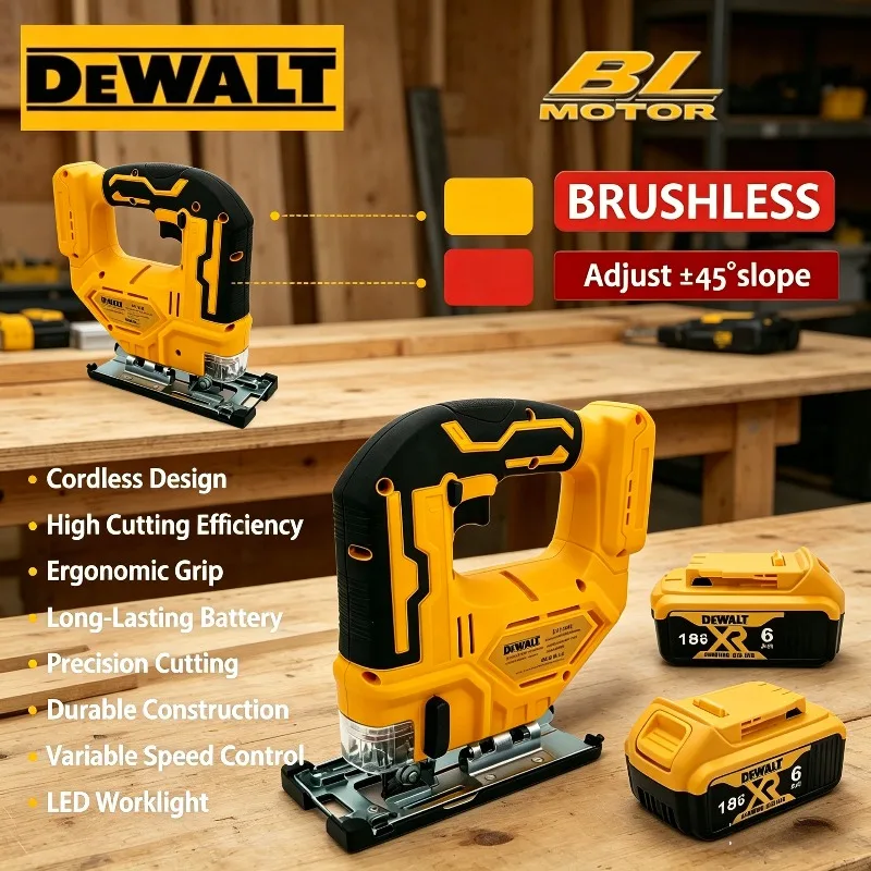 디월트 무선 전기 직소 3000RPM 곡선톱 휴대용 다기능 조절식 목공 전동 공구