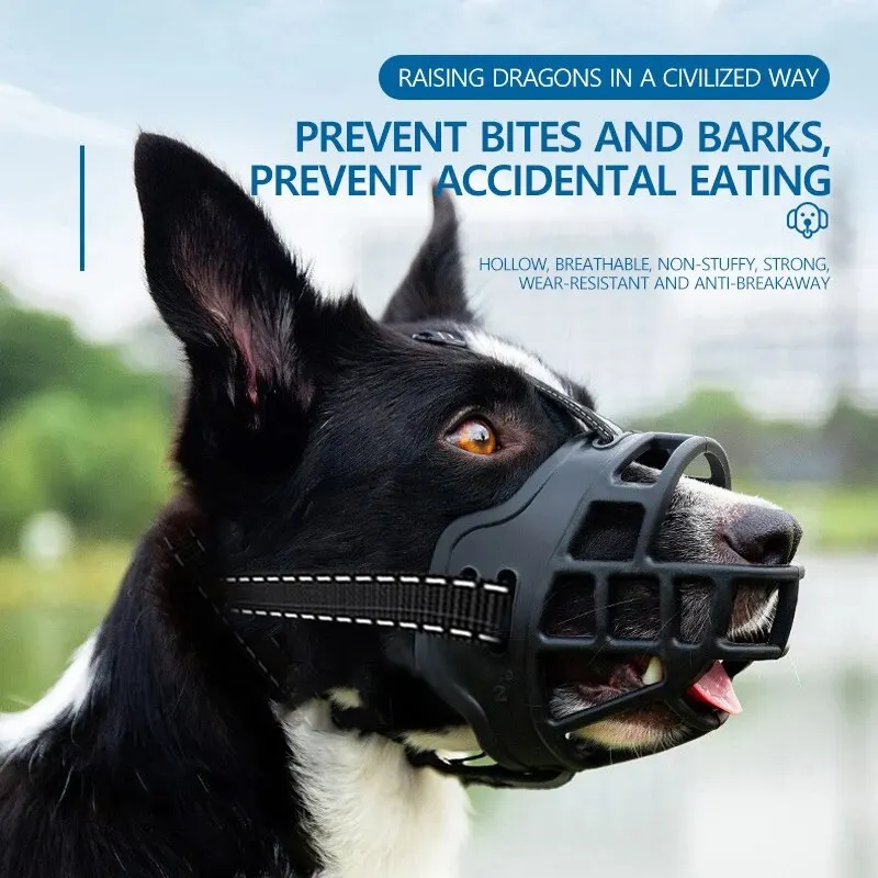 Dog Muzzle Adjustable Dog Muzzle Soft Silicone Breathable Strong Basket Small Medium Large X-Large Dogs Stop Biting Barking Chewing