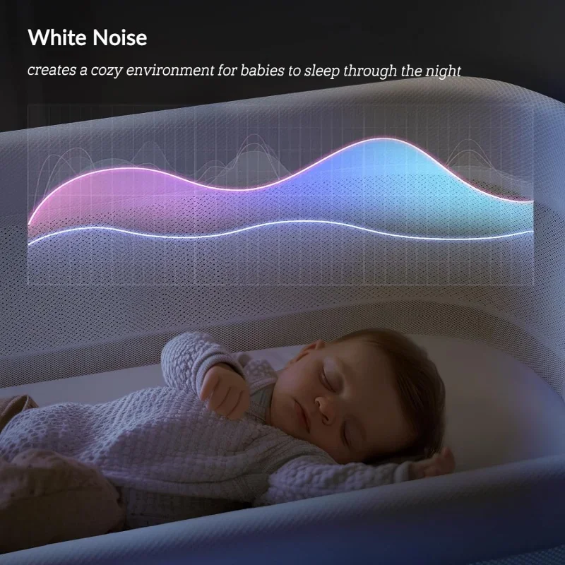 Rocking Bassinet for Baby 3 Speeds, Smart Motion Detection, Electric Bedside Sleeper with 8 Soothing Music, Auto Bedside Crib fo