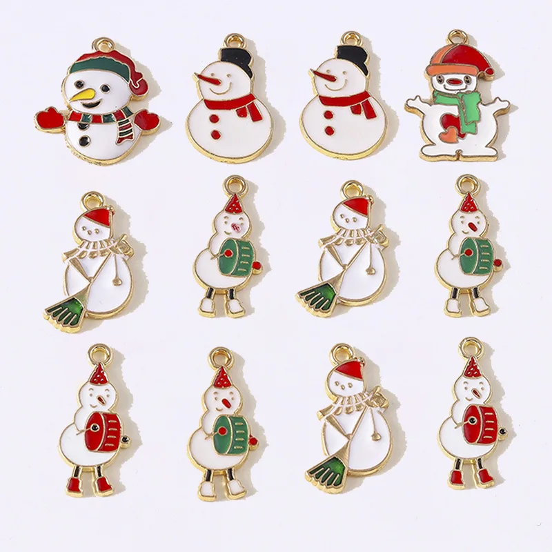Duarte 20 Teile/los Cartoon Emaille Weihnachten Schneemann Charms Anhänger für Schmuck Machen Halsketten Ohrringe Armband DIY Handwerk Geschenk