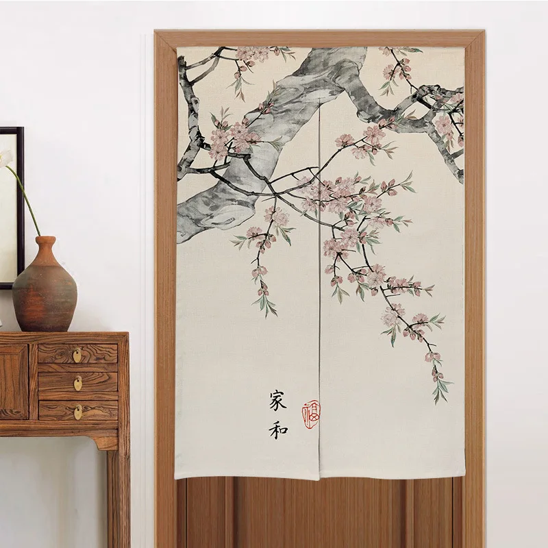 Chinese Style Flowers Door Curtain Bathroom Partition Curtains Noren Curtain Living Room Kitchen Entrance Doorway Curtains 2