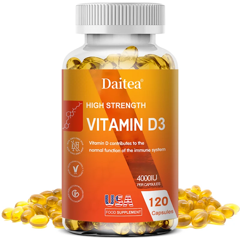 

Daitea Vitamin D3 4000IU, Rich in Vitamin D for Healthy Antioxidants Supporting Immune System Function - 120 Capsules, Non-GMO