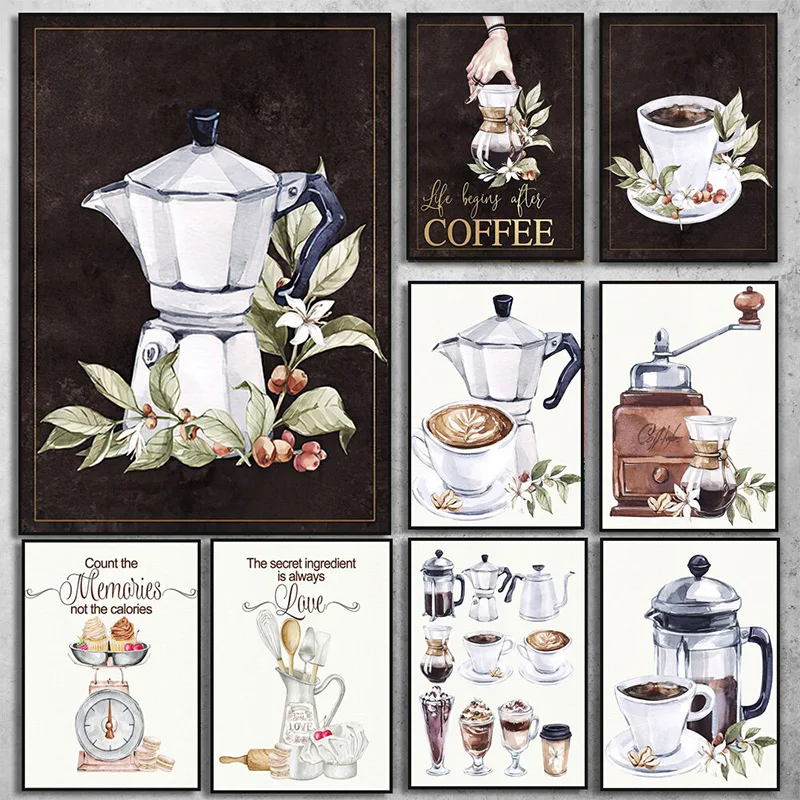 

Nordic Good Morning Coffee Iced Love Kitchen Aesthetic Art Canvas Painting Posters Print Wall Picture for Coffee Shop Bar Decor