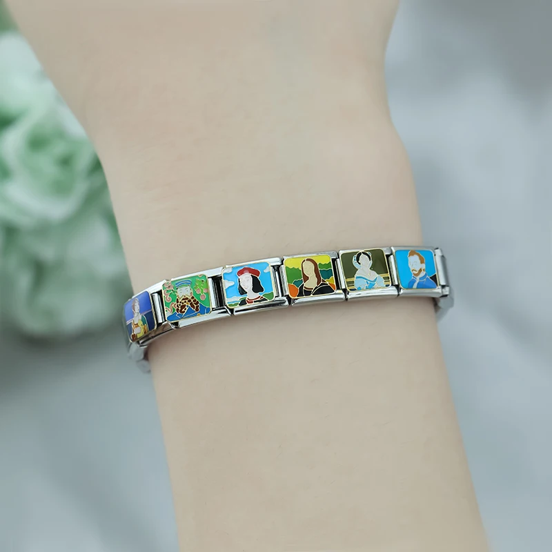 Hapiship 2024 Fashion Drama Queen Key Lock Love Heart Italian Charm Links Fit 9mm Bracelet Stainless Steel DIY Jewelry DJ1147