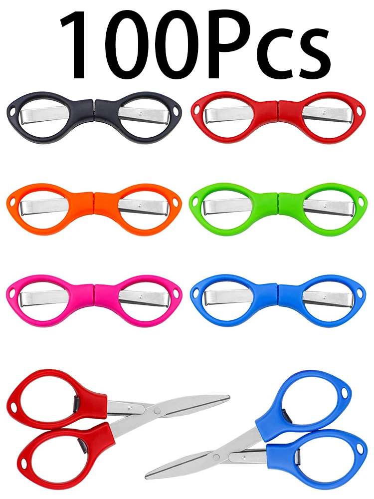 Portable Folding Scissors for Needlework Steel Handmade Cross Stitch stationery scissors soft handle scissors portable scissors cutter 100Pcs