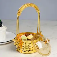Metal Ramadan Tray with Lid and Handle Decorative Snacks Container Candy Box Multifunctional Serving Tray 2