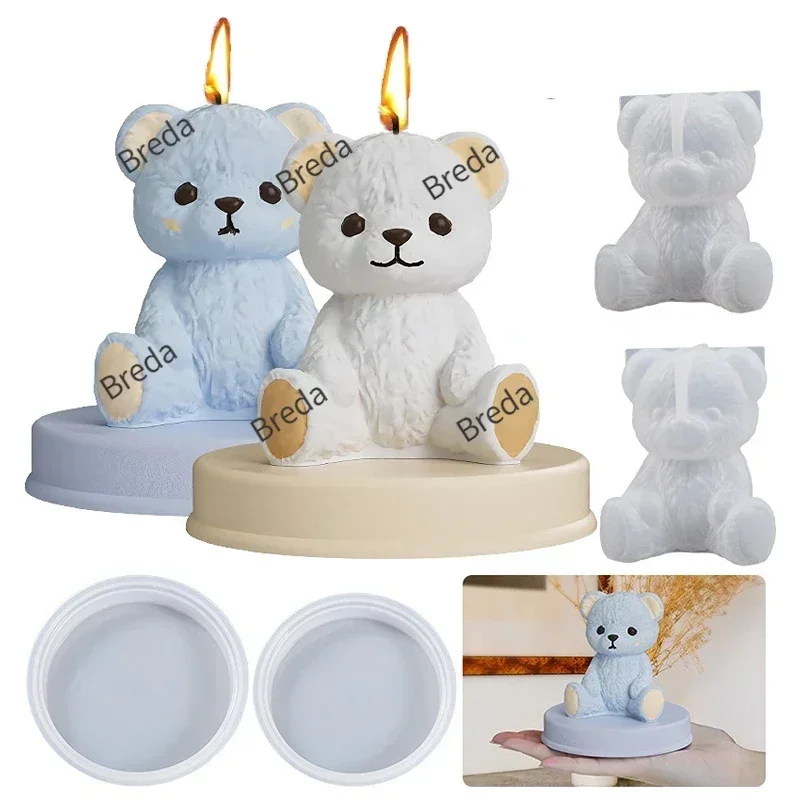 3D Seated Teddy Bear Silicone Candle Mold Diy Animal Craft Plaster Resin Soap Making Supplies Home Handmade Birthday Gifts