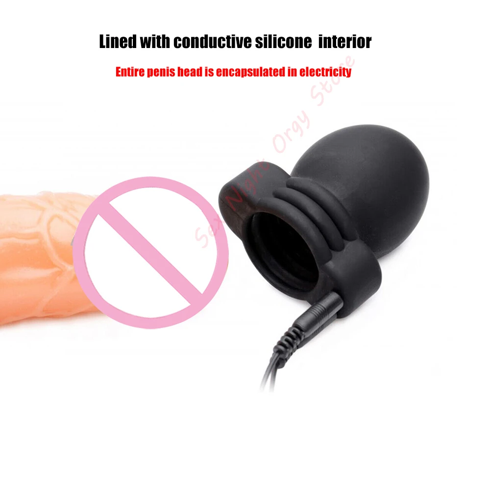 SM Penis Electro Stimulator Glans Trainer Men Masturbation Electric Shock Penis Head Massage Delay Training E-stim Sex Toy