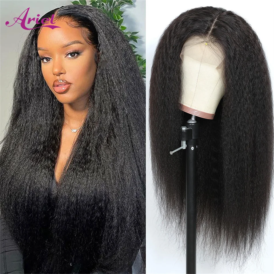 13x4 Kinky Straight Curly Lace Front Human Hair Wigs For Woman Yaki Transparent Lace Frontal Closure Wig Pre Plucked