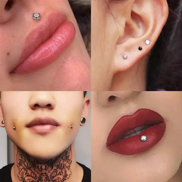 Helix Earrings For Women 16G G23 Titanium Lip Labret Monroe Medusa