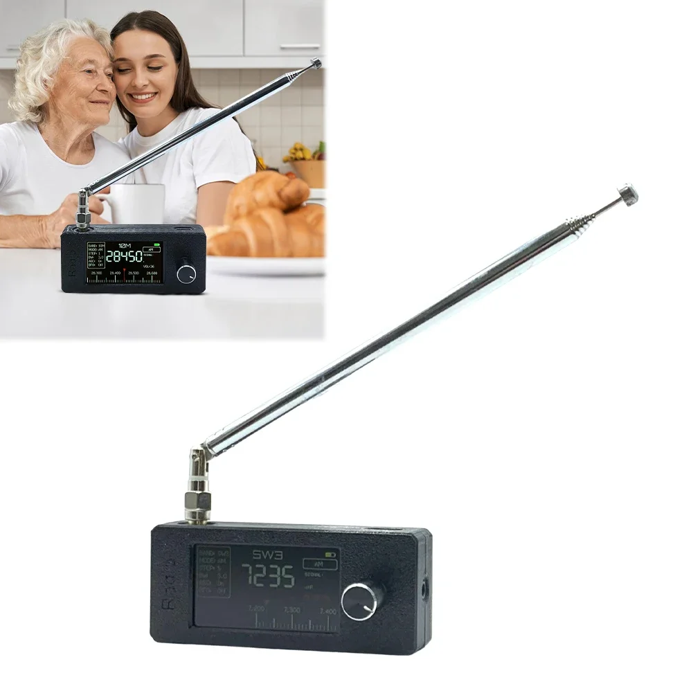 SI4732 0.5-108mhz Pocket Mini Radio LSB USB AM FM FM/AM Radio 1.9inch IPS Screen HF SW MW VHF Radio with Telescopic Antenna