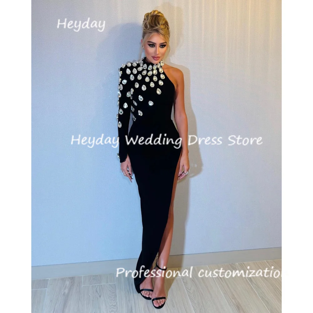 

Heyday Crepe One-Shoulder Mermaid Floor-length Dresses Diamond Classics Draped Formal Occasion Evening Party Pretty Dresses 2024