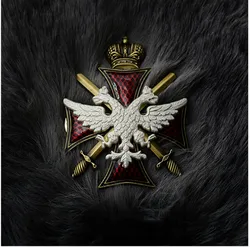 Russian Double Headed Eagle Cross Double Sword Emblem Tsar's Praetorian Guard Medal Badge Milltary Cavalry Badge