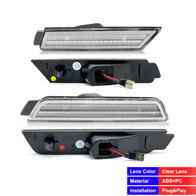 For Chevrolet Camaro 2010-2015 Clear & Smoked Lens LED Side Marker Lamp Amber Front Red Rear Side Fender Lights