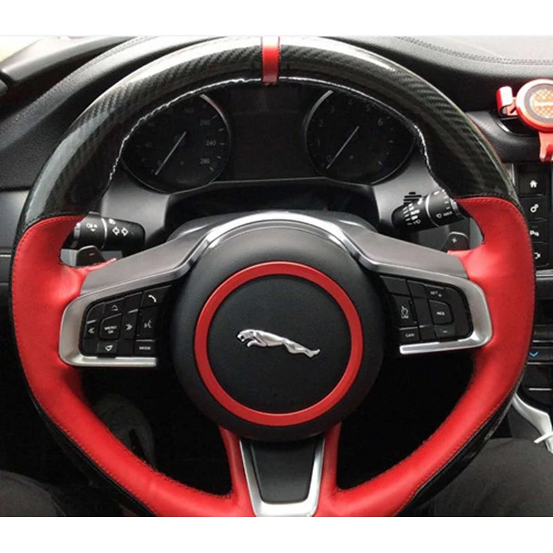 Red Carbon Fiber Steering Wheel Bottom Panel Sticker For Jaguar F-TYPE  2013-22