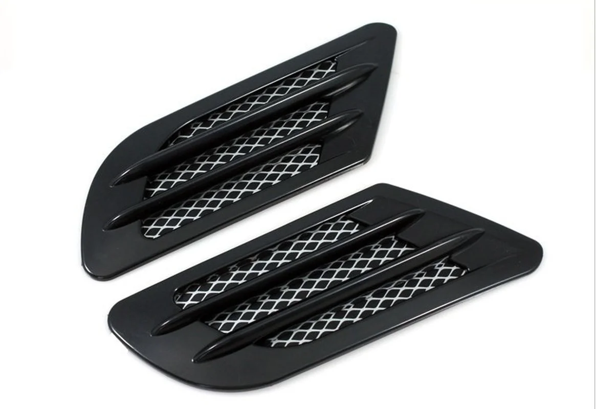 2Pcs/Set Car Styling 3D Fake Vents Decorative Outlet Side Stickers Car Side Air Flow Vent for Fender Hole Cover Intake Grille