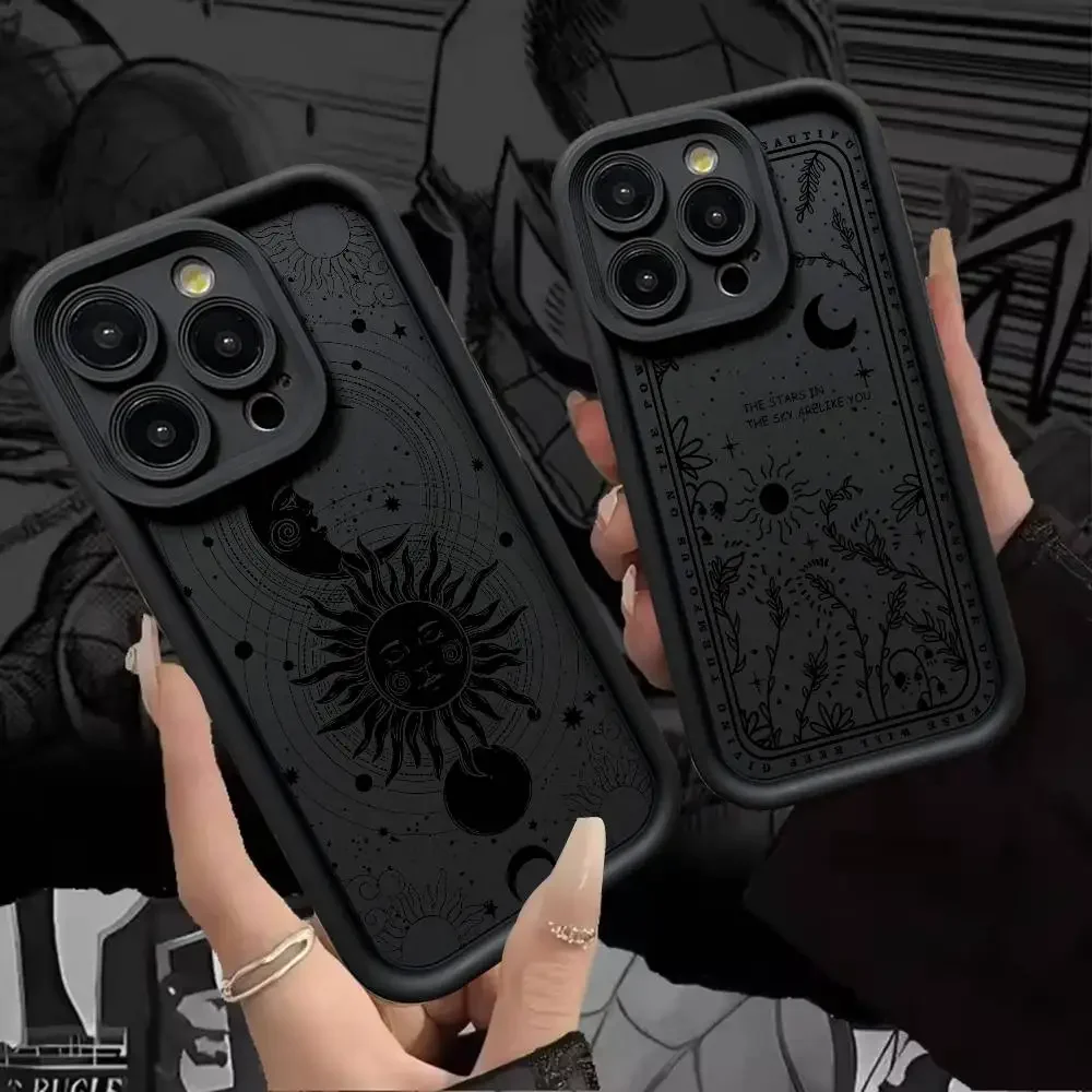 Mystical Witches Moon Star Tarot Totem Silicone Phone Case - Shockproof Cover