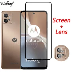 Premium Full Cover Tempered Glass Screen & Camera Protector - 2 Glass and 2 Lens (Moto E32(Moto E32S))