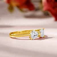 Heart Shaped Moissanite Bowknot Ring 14K Gold