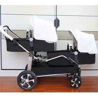 Nouveau Poussette double coquille d'œuf poussette double bidirectionnelle 2 en 1 poussette double pour enfants Double panier de couchage avec Angle réglable 3