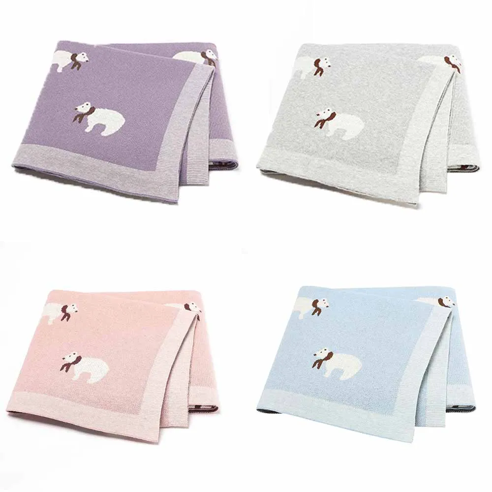 

Baby Blanket Cotton Cute White Bear Newborn Knit Sleeping Blankets for Stroller Bed Sofa Infant Boy Girl Swaddle Wrap
